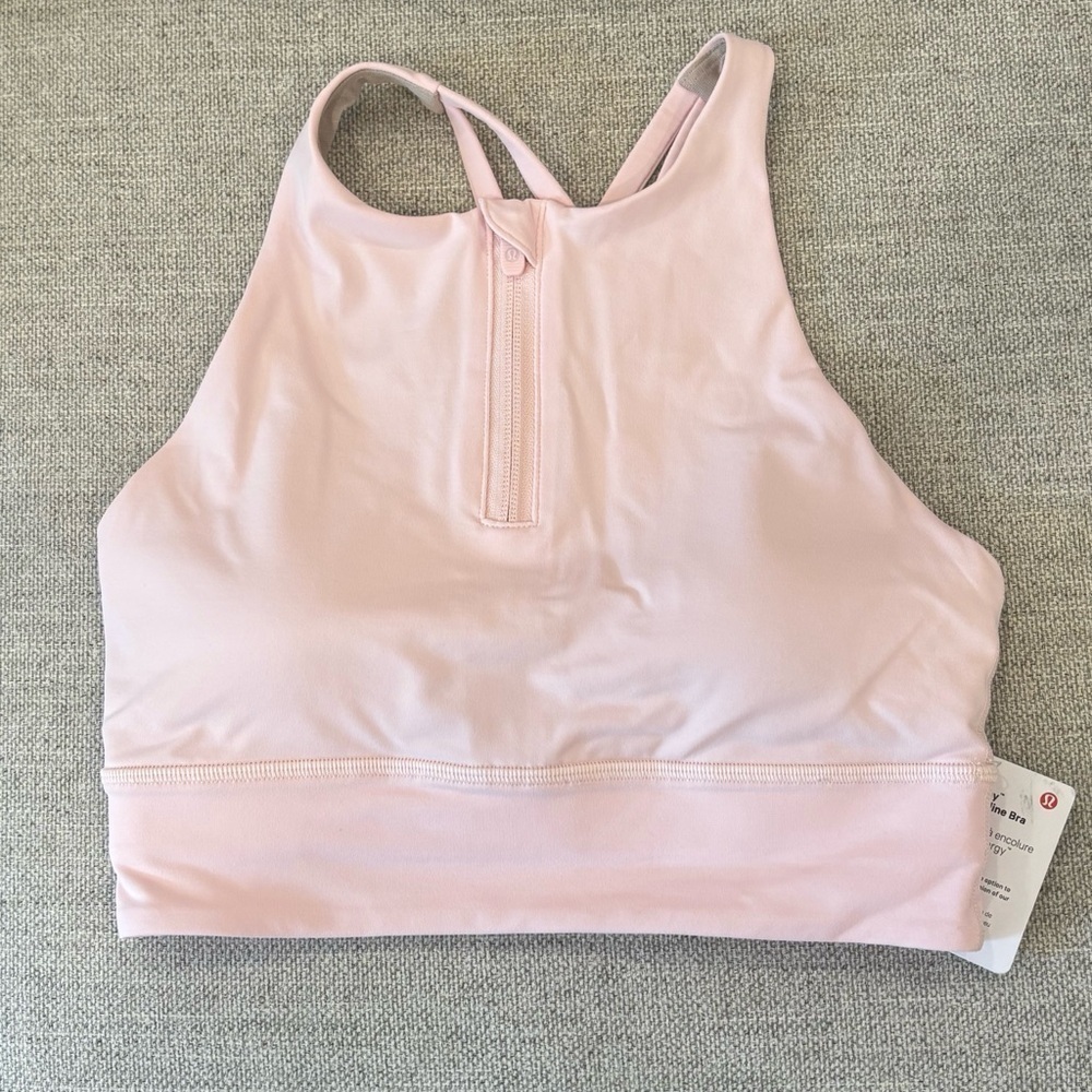 NWT Lululemon Energy High Neck LL Bra Zip In Flush Pink Size 4